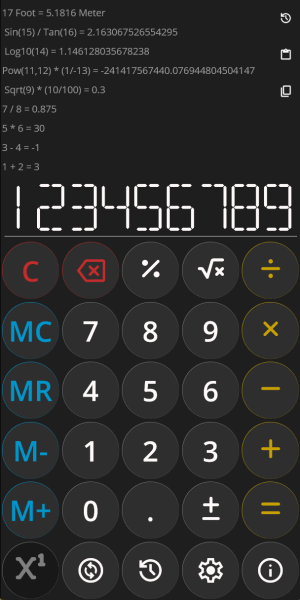 customization-win Calculator craft screenshot showing dark mode with button and font customization
