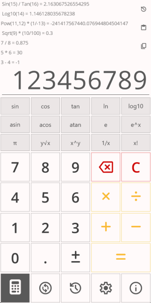 scientific-layout-win Calculator craft screenshot showing the scientific calculator layout